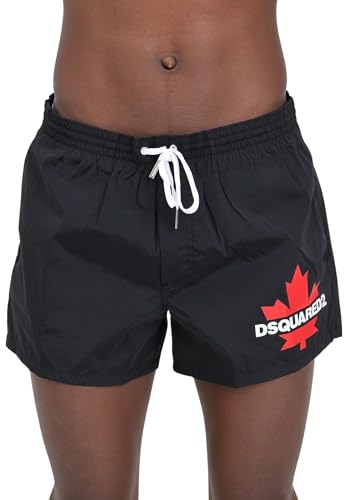 Short de mer noir DSQUARED2 pour homme avec logo imprimé taille élastique
