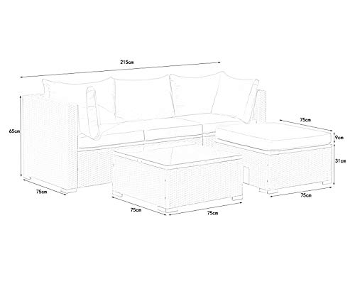 Enjoy Fit Polyrattan Lounge Sitzgruppe Gartenmöbel-Set Poly Rattan Garnitur 3 Sitzplätze, Modell Bali, Rattan: Hell-Grau… – Bild 3