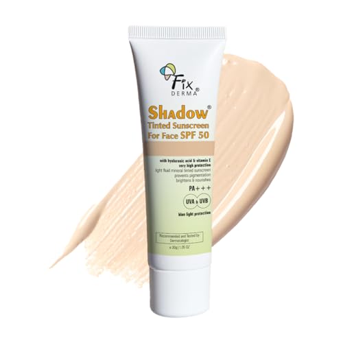 Fixderma Shadow Tinted Sunscreen SPF 50 PA+++ | Sunscreen with Vitamin E I Even Tone I Tinted Foundation Like Finish I UVA & UVB Protection | Lightweight, Broad Spectrum Protection I For All Skin Types – 30gm