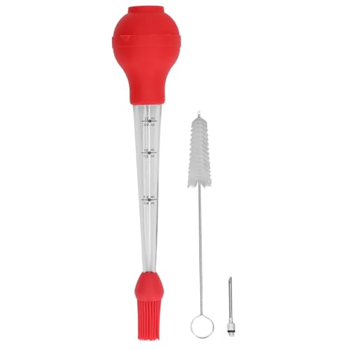 turkey baster syringe baster Turkey Baster Needle Seasoning Tube Tools with Sauce Brush Barbecue Oil Drip (Red)