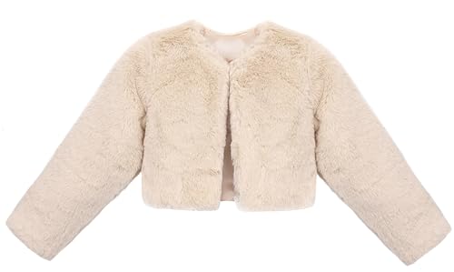 Image of Lilax Girls Cozy Faux Fur Long Sleeve Crew Neck Dress Coat