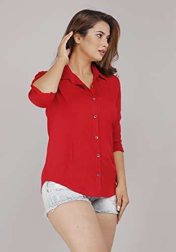 Image of Women Solid Shirt for Office & Casual wear | 3 /4th Sleeves Spread Collar