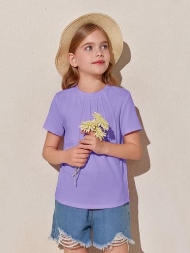 Image of Haloumoning Girls Pleated T Shirts Kids Summer Short Sleeve Fashion Tops Tees 5-14 Years