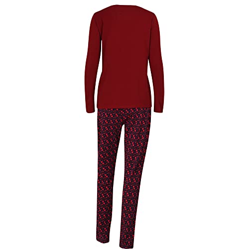 TOM-TAILOR-Damen-Pyjama-Rundhals-offen-Rot-Dunkel-Allover
