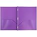 JAM PAPER Plastic Color Pop Folders - 2 Pocket Durable Folders with Metal Prongs Fastener Clasps - Purple - 3/Pack