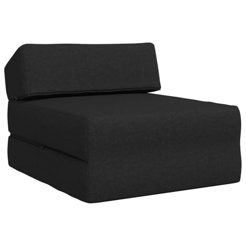 Sofá cama plegable negro de tela con relleno de espuma para salón o invitados 2