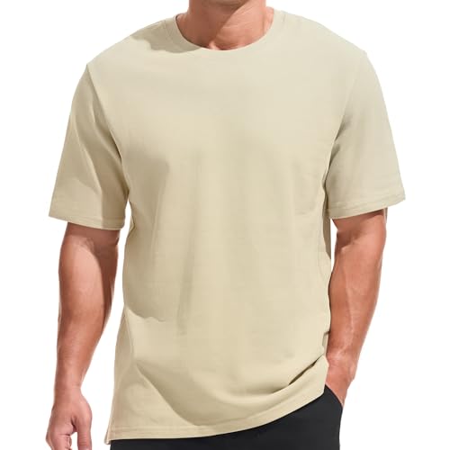 VEIISAR Men's Heavy Weight Crew Neck 100 Cotton Pique Thick T