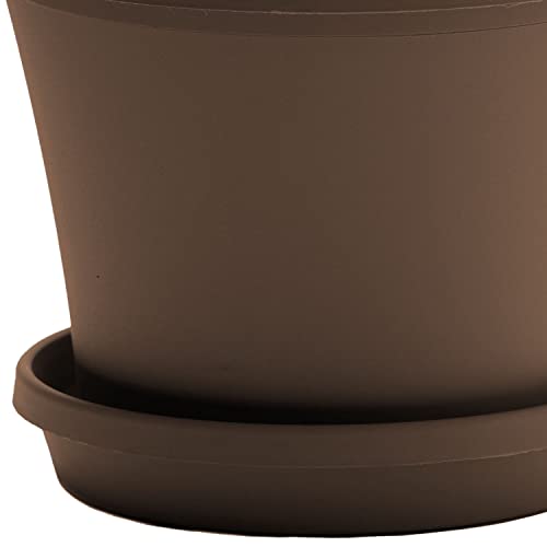 Bloem Terra Pot Round Planter: 16", Chocolate, (No Saucer Included) Matte Finish, Durable Resin, Traditional Style Pot, For Indoor And Outdoor Use, Gardening, 8 Gallon Capacity, Saucer Sold Separately #TOP7