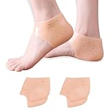2 Pares Taloneras Silicona, Taloneras Fascitis Plantar Tobilleras de Silicona Transpirables(Beige)