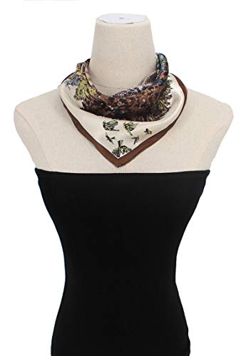 100% Pure Mulberry Silk Scarf -21” Lightweight Small Square Neckerchief – Breathable Digital Printed Scarves with Gift Packed