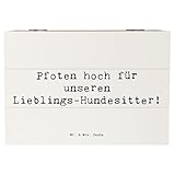 Mr. & Mrs. Panda 22 x 15 cm Holzkiste Spruch Lieblings-Hundesitter - Geschenk, Hundesitting, Hunde Betreuung, Aufmerksamkeit, Truhe, Geschenkideen,