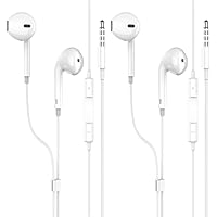 MIOLUN Auriculares iPhone【MFi Certificado】 2PCS en la Oreja Auriculares,3.5mm estéreo Auriculares Jack con Micro Control de Volumen, Auriculares Compatible con iPhone 6 Plus SE iPad,Android PC,MP3