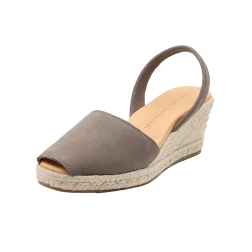 Image of Espadrilles Wedges for Women, Dressy Soft Leather Peep Toe Womens Espadrille Sandals, Comfortable Casual Summer Slip On