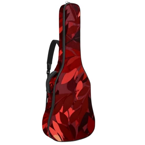 Housse guitare acoustique 101,6 cm imperméable à motif de feuilles rouges