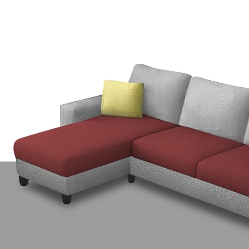 Image of Orland 4 Seater LHS L Shape Sofa Set for Living Room | Color - Maroon Grey | Premium Fabric Sofa