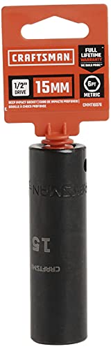 Image of CRAFTSMAN Deep Impact Socket, Metric, 1 /2-Inch Drive, 15mm (CMMT16076)