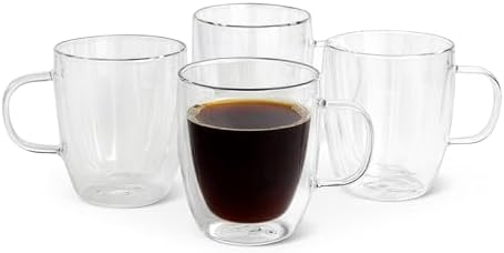 Amazon Basics Tasses à Café en Verre à Double Paroi, Lot de 4 Piè...