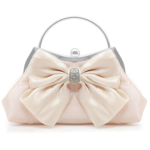 Bolso de mano para mujer, lazo, satén, rosa miniatura 1