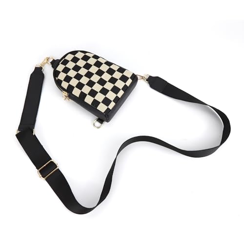 Image of Sling Bag Crossbody Bags For Women Plaid Striped Fanny Packs Chest Bag for Work Shopping