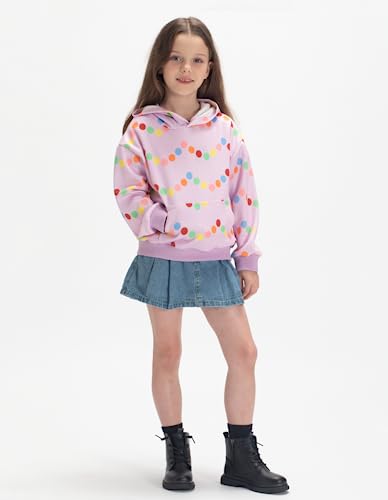 Image of WELAKEN Girls and Toddlers' Pullover Printed Hoodie Sweatshirt with Kangaroo Pocket