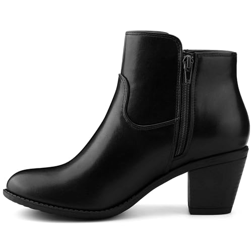 Perphy Low Chunky Heel Side Zipper Ankle Booties for Women Black 6 UK/Label Size 8 US