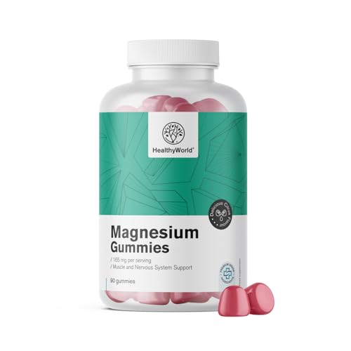 HealthyWorld Magnesio 165 mg – 2 formas de magnesio – 90 gominolas