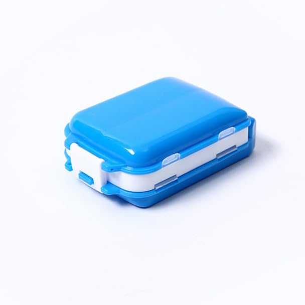 Travel Pill Organizer 8 Compartments Double-Layer Portable Medicine Box Sealed Dust-Proof Storage Box Carry Storage Blue