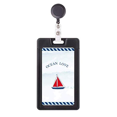 Porte-badge enrouleur voile bleu marine étui carte d'accès et badge d'identification