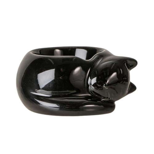 Pacifc Giftware Black Cat Tealight Candleholder Black tealight of Ceramic Candleholder Sweet Nesting cat Ideal tealight for Any Cat Lover