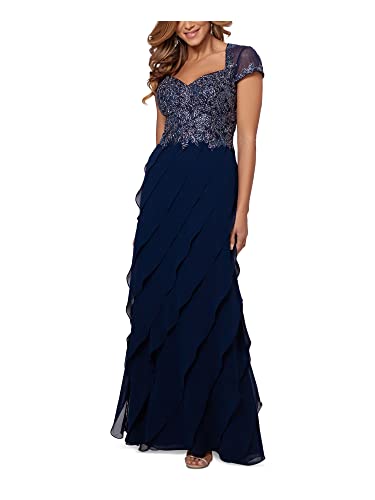 Xscape Womens Chiffon Embellished Evening Dress