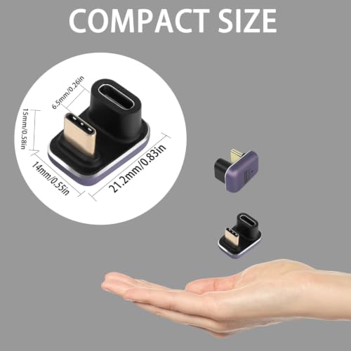 Image of USB C 180 Degree Adapter 240W, 2-Pack U Shape USB C 180 Degree Angled USB 4.0 Type C Extender Connector Support 40Gbps Data & 8K Video for Thunderbolt 4 /3, Laptop, (AE-1322CC)