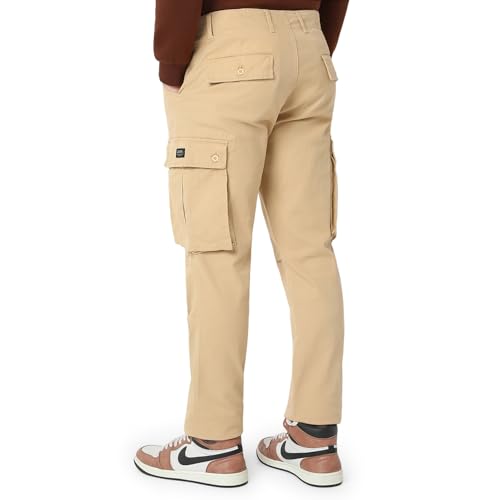 Image of Spykar Men's Relaxed Fit Mid Rise Mid-Rise Casual Cargos