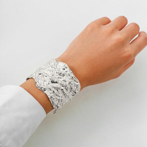 GIGB PBDK Chunky Gold Cuff Bracelet for Women Wide Thick Bangle Bracelets Exaggerated Irregular Textured Open Bangle Trendy Punk Hip Hop Jewelry Accessories4