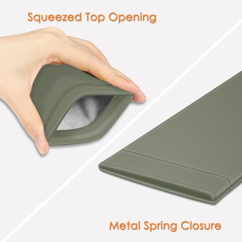 Image of FINTIE Soft Eyeglasses Case with Cleaning Cloth, Portable Squeeze Top Vegan Leather Glasses Pouch, Sunglasses Eyewear Bag