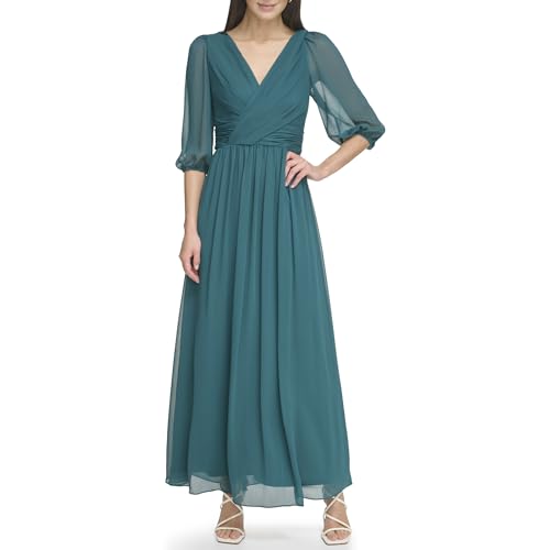 Image of DKNY Women's Long Chiffon V-Neck Dress