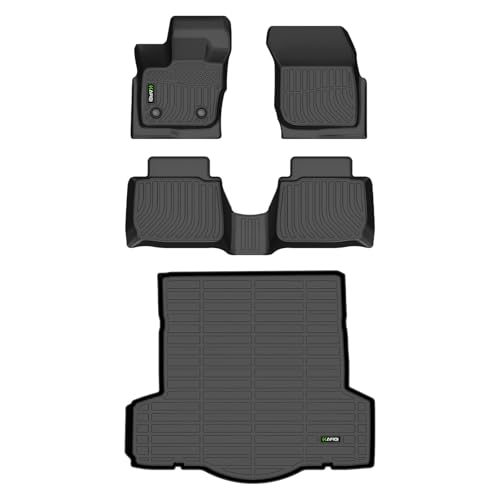 Image of HAFIDI Car Mats & Cargo Liner Set Fit for 2017-2020 Ford Fusion & Lincoln MKZ (Not for Hybrid) All Weather Floor Mats TPE Anti-Slip Automotive Full Set Floor Liners Custom Accessories - Black