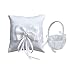 Sipiris Cuscino Fedi Nuziali Bianco e Cestino Porta Petali Matrimonio,2PCS Cuscino Porta Fedi Nuziali Cuore Cuscino Porta Fedi Nuziali Cuscino di Anello per Feste Cerimonie Matrimoni