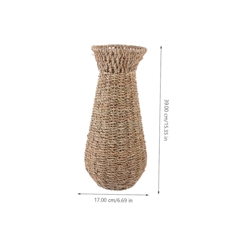 Jarrón tejido grande de resina decorativo maceta interior rustica 3