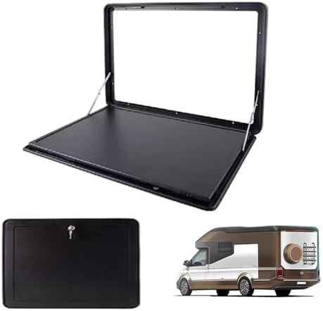 31.5" x 17.7" RV Folding Table - Wall-Mounted Picnic Table for Campervans, Trucks & Travel Trailers - Portable Outdoor Floating Desk Shelf (Black, 600x450x25mm)