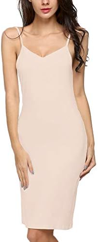 Avidlove Slip Midi Dress Women’s Long Spaghetti Strap Cami Active Basic Camisole Slip(Khaki,3XL)