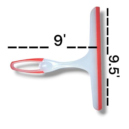 Image of Glass Window Squeegee with Strong Grip Handle and Hanging Support, Varied Colour Including Red and Clear