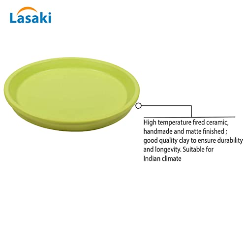 Image of Lasaki Round Ceramic Trays (Plates Saucers) for Pots, planters, Flower, Succulent(Set of 2,Mint,5 inch) R5(Plants not Included)