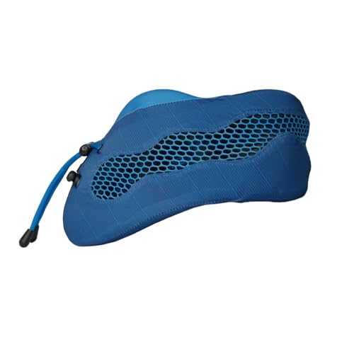Image of Evolution Cool Travel Neck Pillow by Cabeau - Cooling Airflow Vents, Memory Foam Neck Support, and Adjustable Clasp - Comfort On-The-Go with Carrying Case - Airplane, Train, Car, and Gaming (Blue)