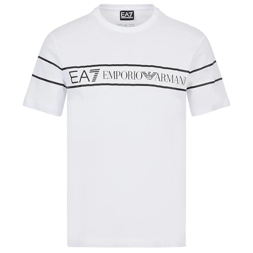 Emporio Armani Camiseta para hombre EA7 3RPT46 PJ02Z, manga corta, cuello redondo, Color blanco., S