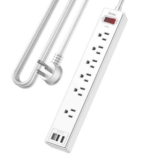 10 Ft Power Strip Surge Protector - Yintar Extension Cord with 6 AC Outlets and 3 USB Ports for...