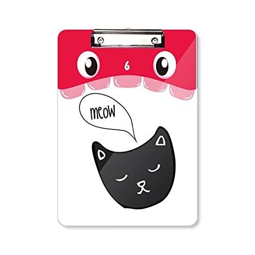 Dossier A4 chat noir chef miaou avec bloc-notes à tête plate pour bureau