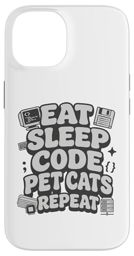 Eat Sleep Code Pet Cats Repeat Funny Programmer Cat Lover �X�}�z�P�[�X iPhone 14 �p