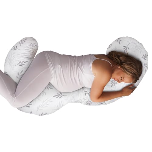 Boppy Total Body Pregnancy Pillow Gray Wispy Leaves