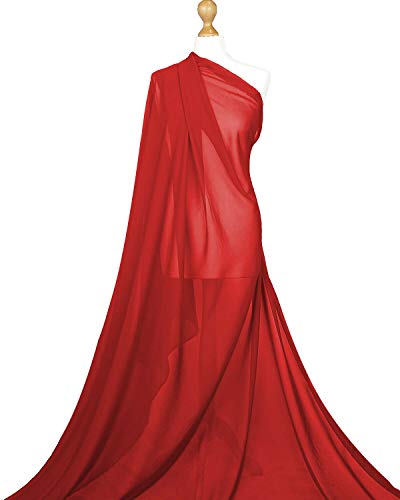 Tela de gasa de poliéster de alta calidad por The Meter 160 cm de ancho (rojo, metro completo) Cover