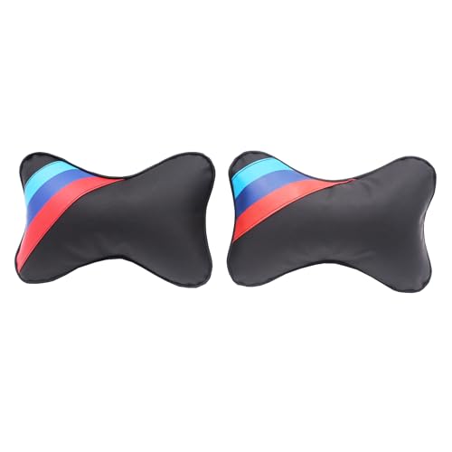 Safety Recall 21V-156 Second Row Headrest - 2021 BMW X5 & X7 6 SGPINC 2 Pcs Set Beamer M Sport Series Color Stripes - PU Leather Car Head Neck Pillow Compatible with BMW Cars - Universal Better Neck Support Driving Comfort Pain Relief Travel headrest Pillows